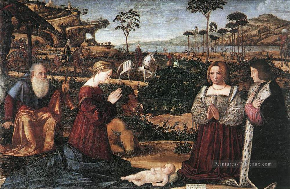 Sainte Famille avec deux donateurs Vittore Carpaccio Peintures à l'huile